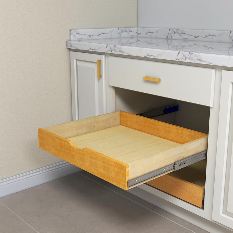 Elysian Roll-Out Wooden Drawer, 26" W Ã— 21" D Slide-Out Cabinet Shelf with Full-Extension 35mm Ball-Bearing Glides, Pull-Out Storage Organizer for Kitchen Base Cabinets - Image 1